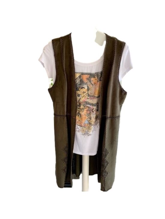 Chelsea & Theodore Jackets & Blazers - Chelsea & Theodore Olive Green Long Sleeveless Vest